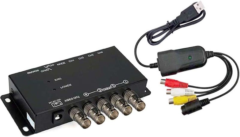 AllAboutAdapters مضاعف فيديو رباعي القنوات صغير الحجم مع محول DVR USB - Image 1